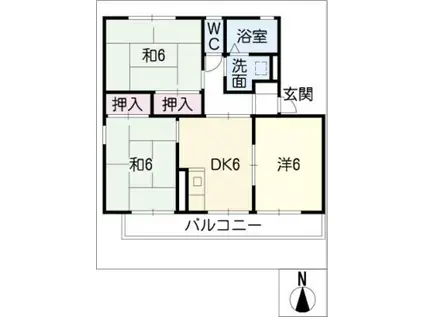 セジュール東岩田(3DK/2階)の間取り写真