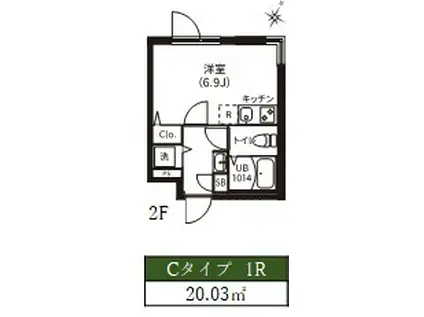 レピュア神楽坂駅前レジデンス(ワンルーム/2階)の間取り写真