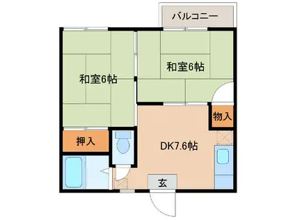 コーポ誉田第2(2DK/2階)の間取り写真