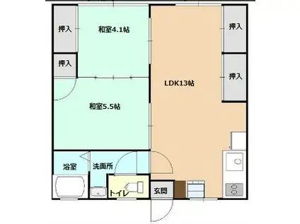 倉田アパート(2LDK/1階)の間取り写真