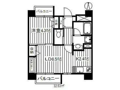 ブランシュール北町(1LDK/7階)の間取り写真