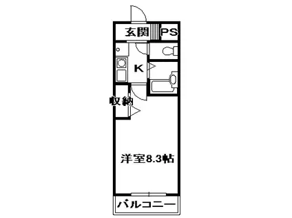 クレセントヒル(1K/3階)の間取り写真