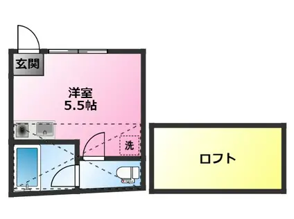 ユナイト武蔵小杉カルバジーニョ(ワンルーム/2階)の間取り写真