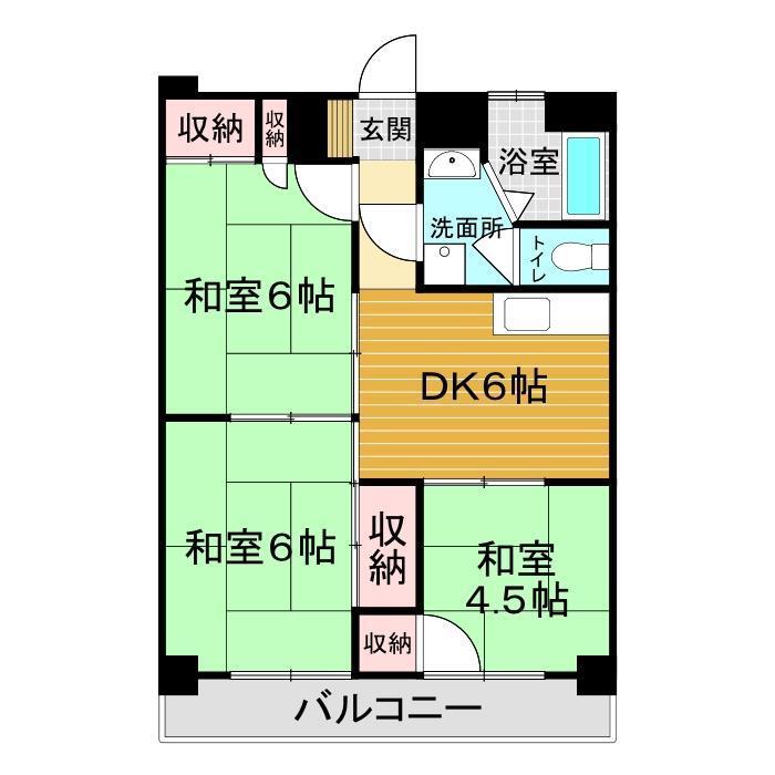 ガーデンコート井堀(3DK/9階)の間取り写真
