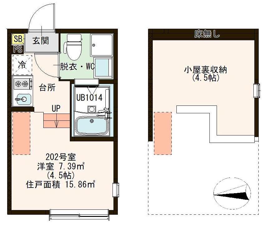 ヴェール西新井(ワンルーム/2階)の間取り写真