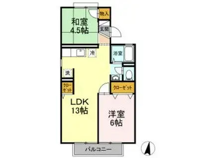 セジュール大高B棟(2LDK/2階)の間取り写真