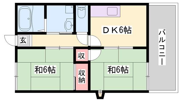 ユウハイツ(2DK/2階)の間取り写真