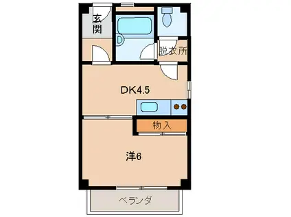 シャンティイ和歌浦(1DK/3階)の間取り写真