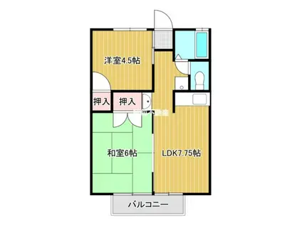 赤司アパート(2LDK/1階)の間取り写真