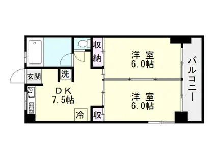 トヤマ薬品ビル(2DK/3階)の間取り写真