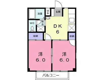 サクセスコーポオイカワ(2DK/1階)の間取り写真