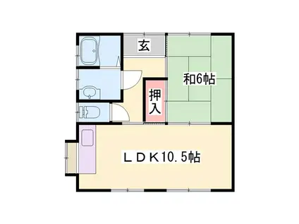高島 南棟西(1LDK/1階)の間取り写真