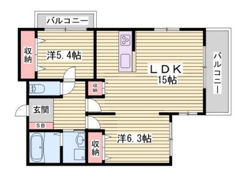 グラジオ元町プレミアム(2LDK/2階)の間取り写真