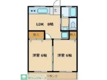 D・オリオン青梅(2DK/2階)の間取り写真