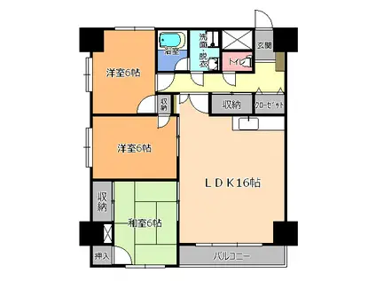 レジデンスアザレア(3LDK/2階)の間取り写真
