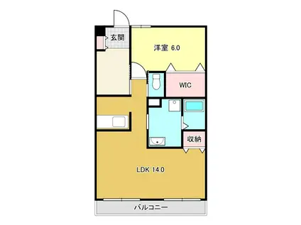 第14つくもコーポ(1LDK/4階)の間取り写真