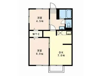 シティハイムカワムラ(2DK/1階)の間取り写真