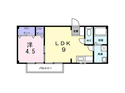 アーバンハイツ(1LDK/2階)の間取り写真