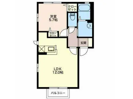 シャーメゾン石橋 D棟(1LDK/2階)の間取り写真