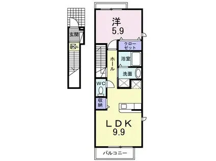 インテリオーラII(1LDK/2階)の間取り写真