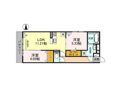 アリビオ南武庫之荘(2LDK/3階)の間取り写真