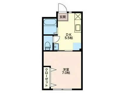 スカイハウス(1DK/1階)の間取り写真