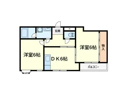 グリーンハイツ(2DK/2階)の間取り写真