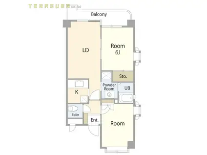 サウスセントヒルズ(2LDK/6階)の間取り写真