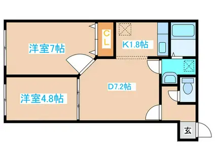 エクセル神宮(2DK/2階)の間取り写真