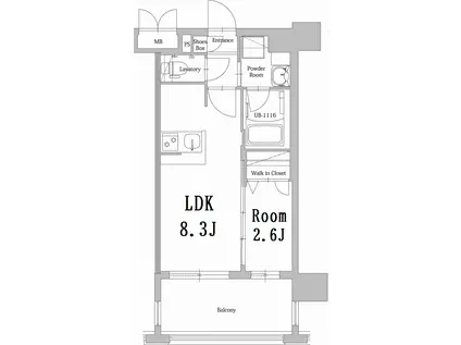 エンクレスト香椎セピア通(1LDK/8階)の間取り写真