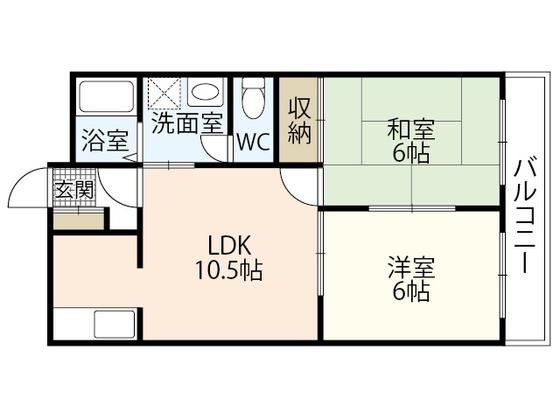 第二ハイツ東青崎(2LDK/3階)の間取り写真