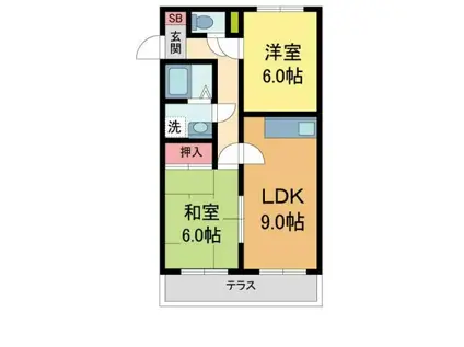 グランジュール泉ヶ丘(2LDK/1階)の間取り写真