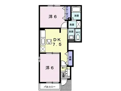 フィオーレI(2DK/1階)の間取り写真