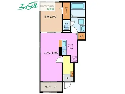 プラネット 寺ノ前(1LDK/1階)の間取り写真