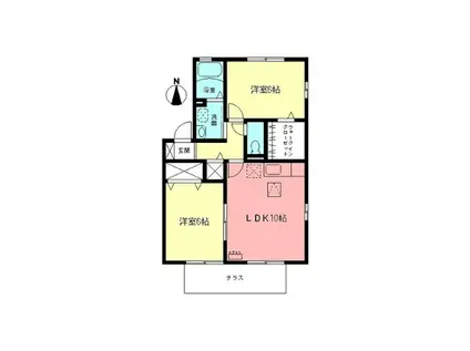 サン・シャトー(2LDK/1階)の間取り写真