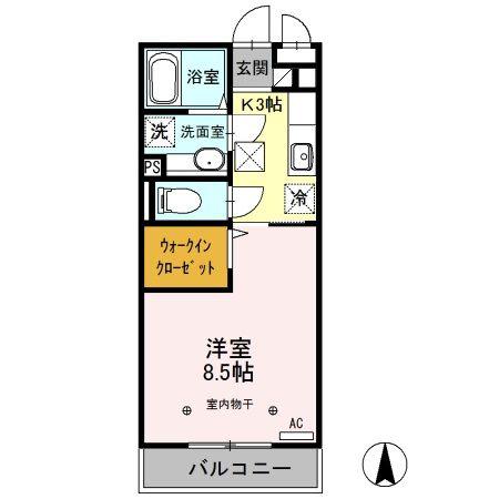 ヴィラ・デ・ソレイユ(1K/1階)の間取り写真