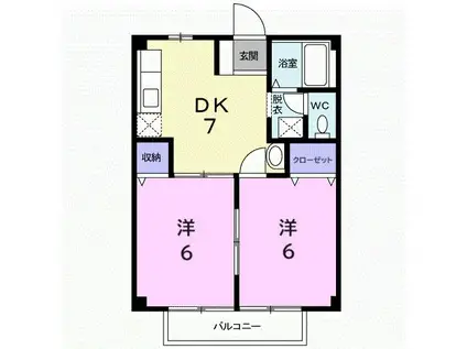 コーポリバー(2DK/1階)の間取り写真