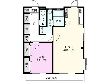 栄マンション(1LDK/3階)の間取り写真