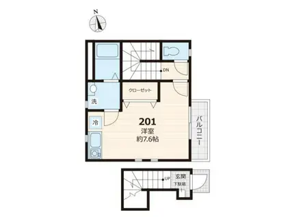 プレミール(ワンルーム/2階)の間取り写真