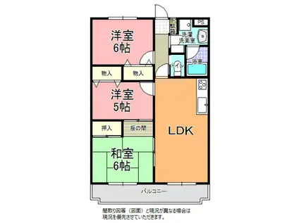 グランメール酒門(3LDK/2階)の間取り写真