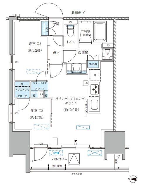 パークアクシス西大島コンフォートスクエア(2LDK/14階)の間取り写真