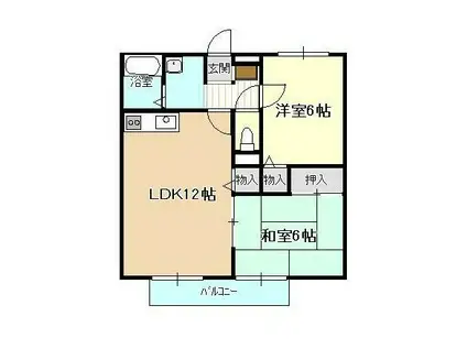 サニーコート妙見(2LDK/1階)の間取り写真