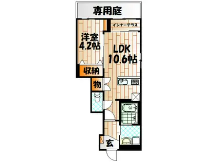 ザ・スパキオ アヴァンサートフクオカ(1LDK/1階)の間取り写真