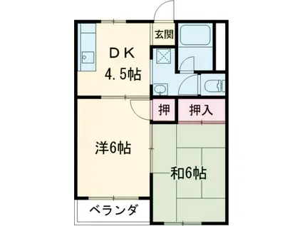 ひつじやハイツ B棟(2DK/2階)の間取り写真