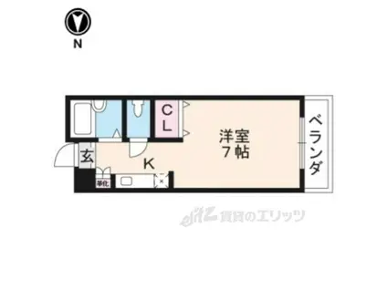 加賀山コーポ 6棟(ワンルーム/2階)の間取り写真