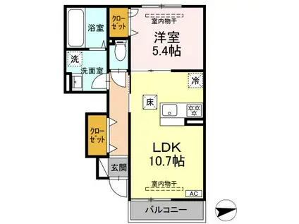 ホワイト キャッスル(1LDK/1階)の間取り写真