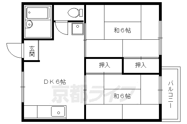 グリーンヒルおぐら(2DK/1階)の間取り写真