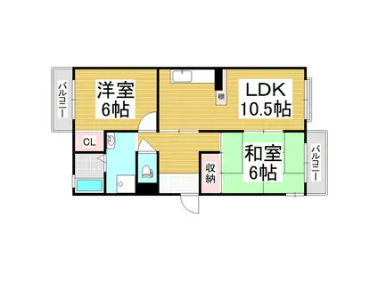 清水東レジデンス(2LDK/3階)の間取り写真