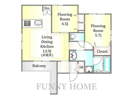 カーサ・ドマーニ(2LDK/2階)の間取り写真
