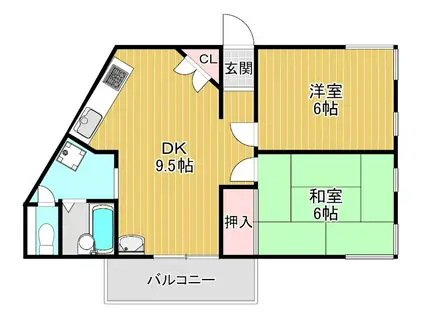 LAKE狭山(2LDK/2階)の間取り写真